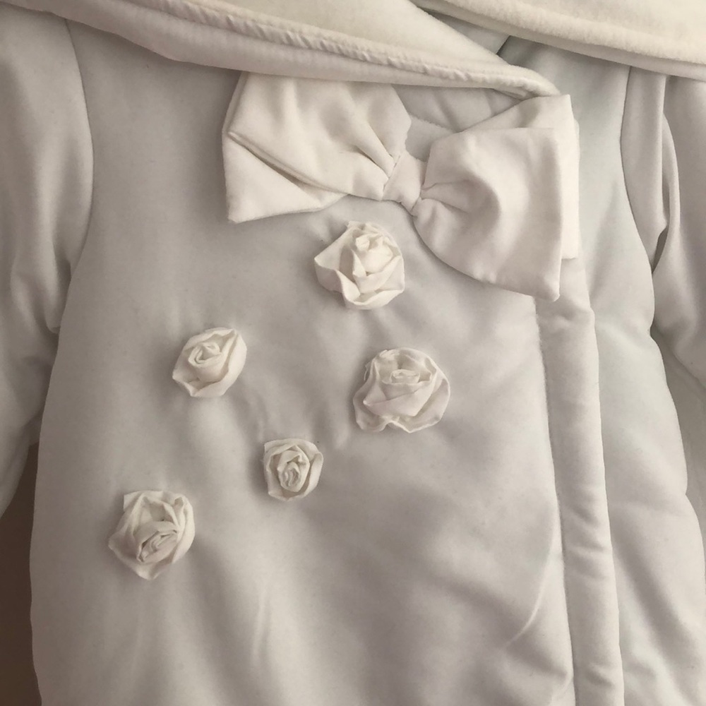 Baby girls white winter jumpsuit - Picture 2 of 5